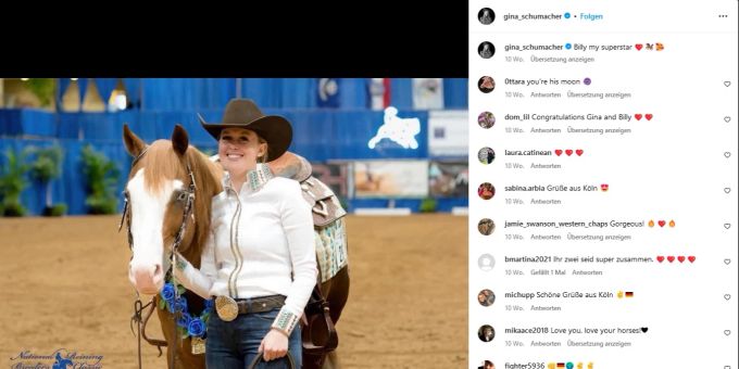 Gina-Maria Schumacher ist erfolgreiche Western-Reiterin. gina-maria schumacher