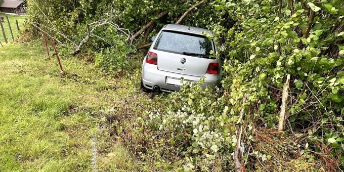 Lutzenberg AR: Lenker verliert Kontrolle und landet in Wiesenhang. Lutzenberg AR