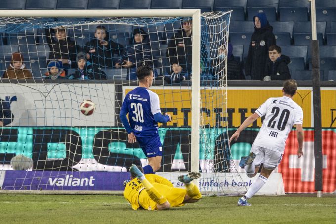 Fabian Frei jubelt nach seinem zweiten Tor beim 3:0-Sieg des FC Basel gegen Luzern. Super LEague FC Basel