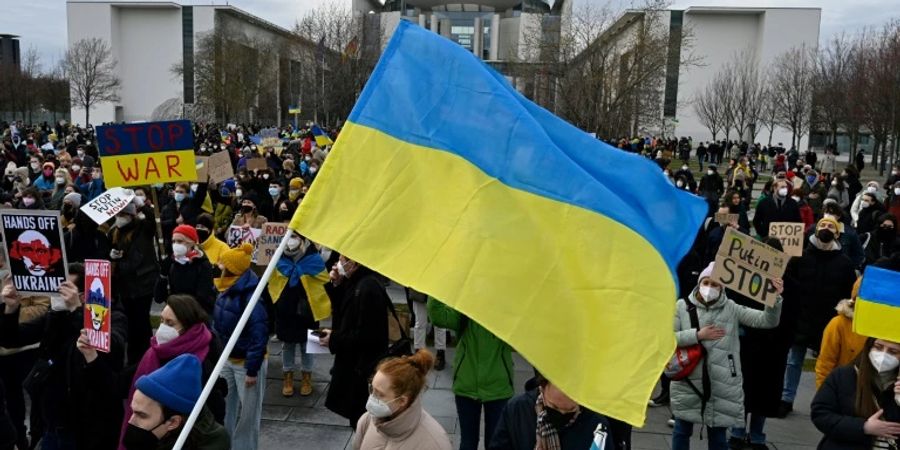 Demonstration gegen den russischen Angriff in Berlin