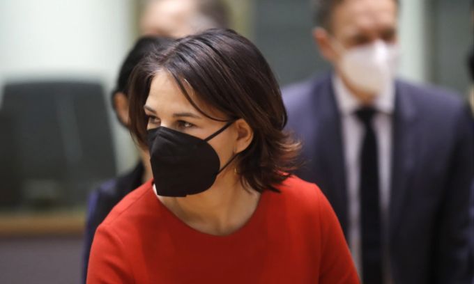 Deutsche Aussenministerin Annalena Baerbock am Treffen des Ministerrats in Brüssel. EU Foreign affair