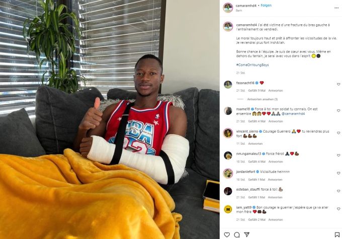 Ali Camara fällt bei YB wegen eines Bruchs des Unterarms für mehrere Wochen aus. YB
