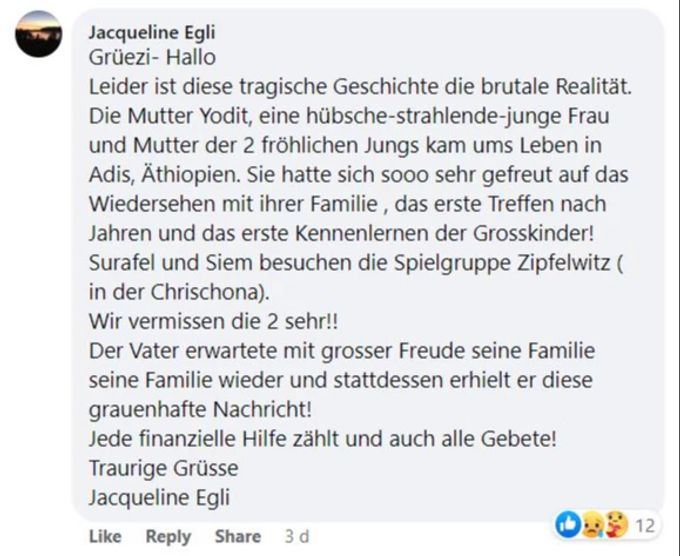 Die beiden Söhne besuchen die Spielgruppe in Steckborn TG. Gemäss dieser Facebook-Userin werden die zwei «sehr vermisst». Äthiopien unfall