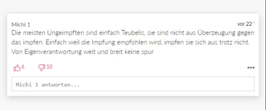«Von Eigenverantwortung keine Sour» findet aber ein anderer Nutzer.