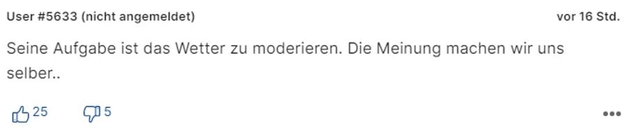 Ein anderer stimmt ihm zu und findet, dass dies nicht zu den Aufgaben eines Wetterfroschs gehört.