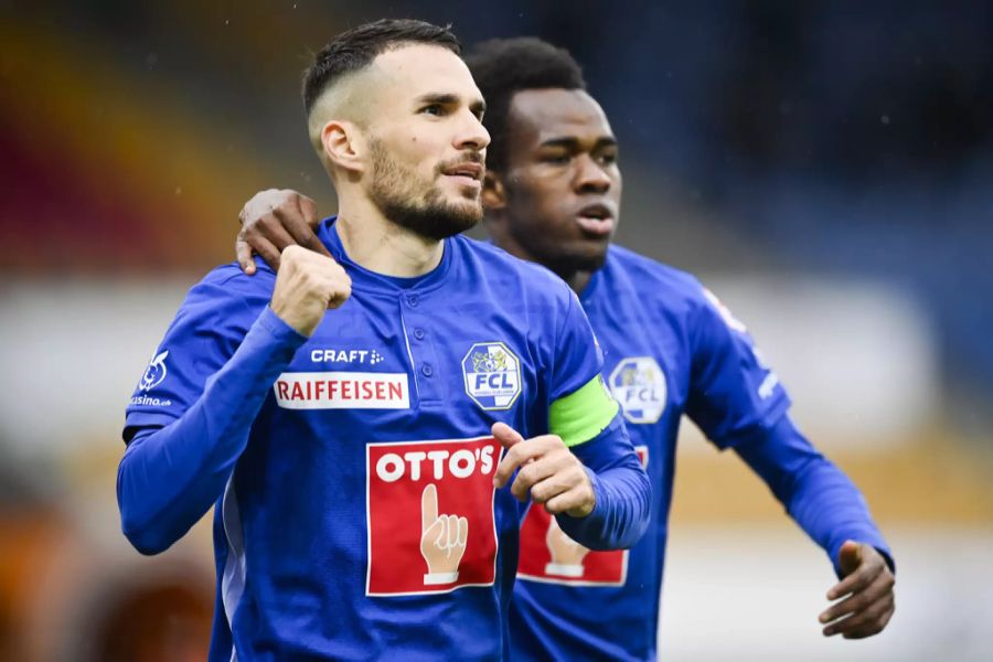 Dejan Sorgic bejubelt sein Führungs-Tor für den FC Luzern.