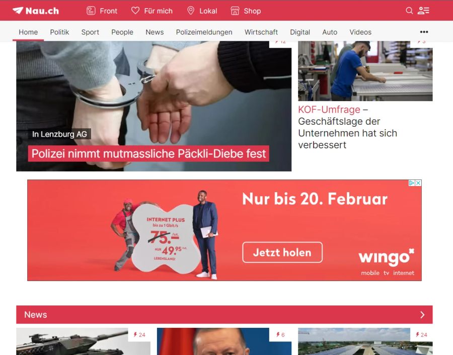 Die Werbung, in diesem Fall von Wingo, wird von Googles Werbeprogramm eingespielt. Zu erkennen ist dies am blauen Kreuz in der Oberen rechten Ecke.