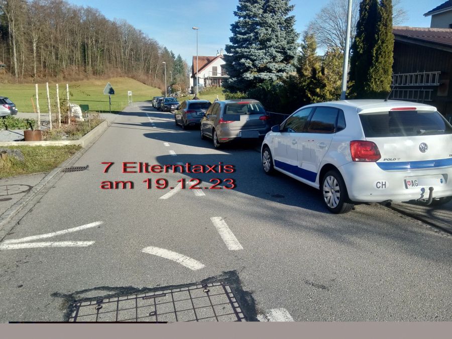 Die Strasse wird teilweise zugeparkt, das Trottoir und Einfahrten versperrt.