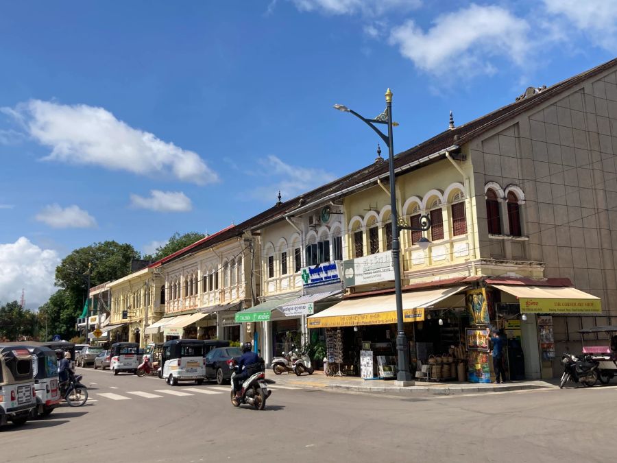 Kolonialzeit Strasse Geschäfte Kambodscha Siem Reap