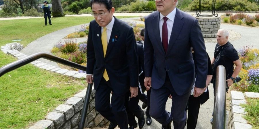 Anthony Albanese (rechts) und Fumio Kishida