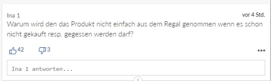 «Ina 1» kann das Handeln der Migros nicht nachvollziehen.