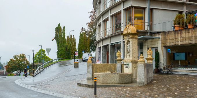 Der Dorfbrunnen auf der Seetalstrasse in Muri. Der Dorfbrunnen auf der Seetalstrasse in Muri.