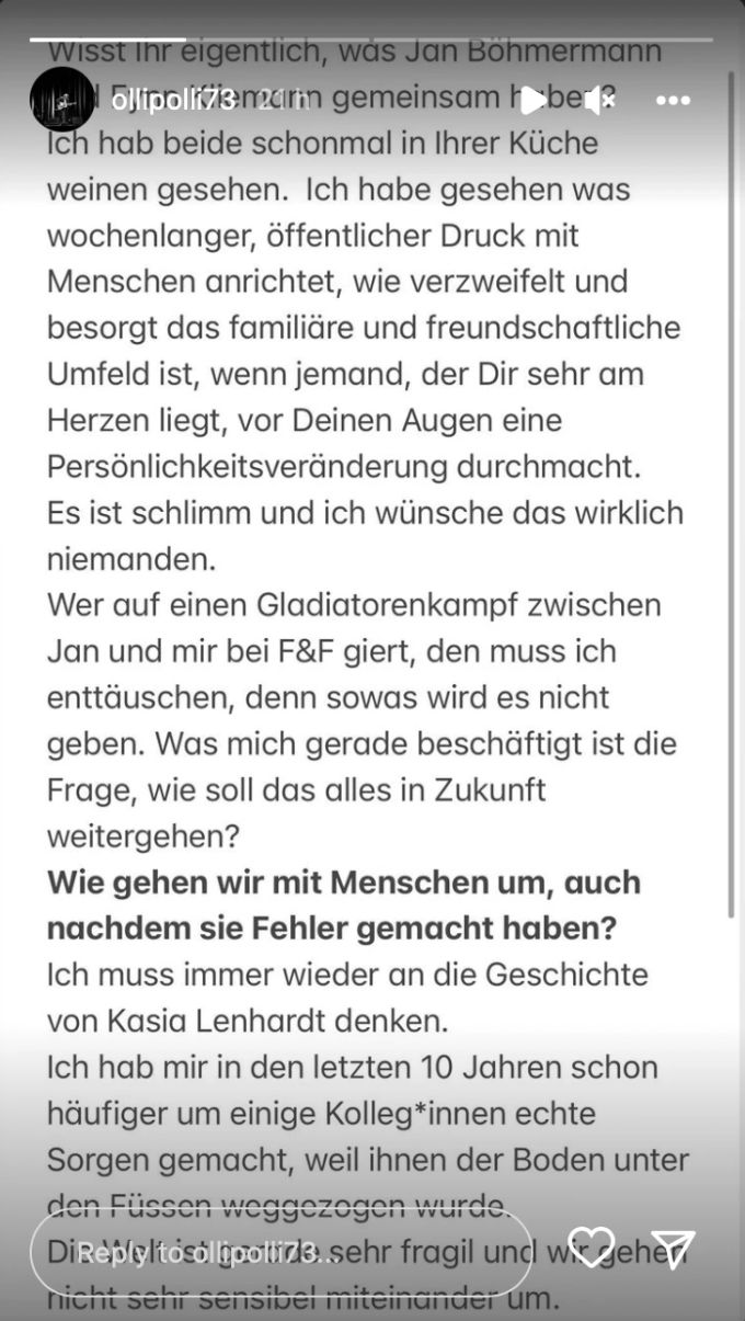 Olli Schulz äussert sich auf Instagram zum Maskenbetrug. olli schulz