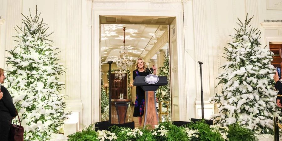 Jill Biden präsentiert ihre Weihnachtsdeko im Weissen Haus.