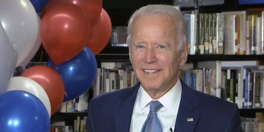 Dieses von der Democratic National Convention zur Verfügung gestellte Videostandbild zeigt Joe Biden nach seiner Nominierung. Foto: Uncredited/Democratic National Convention/AP/dpa