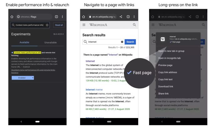 Das neue Label «Fast Page» von Google Chrome. Google Chrome