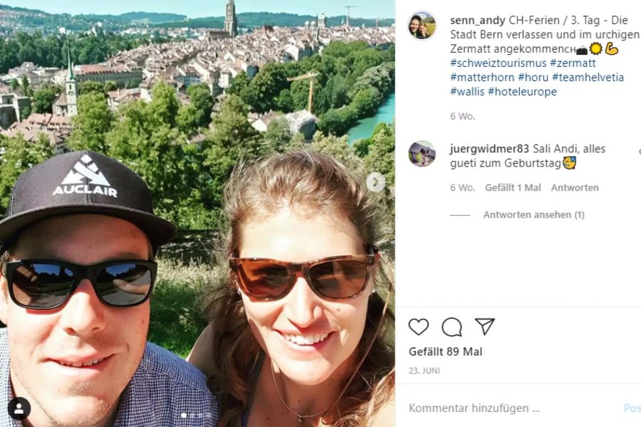 Denise Feierabend und Ehemann Andy Senn auf Instagram.