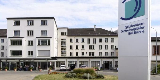 Blick auf das Spitalzentrum Biel. Spitalzentrum Biel