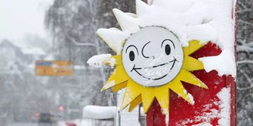 Schnee auf einer Sonne