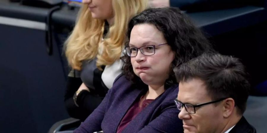 Andrea Nahles, SPD-Vorsitzende und Vorsitzende der SPD-Bundestagsfraktion im Bundestag. Foto: Britta Pedersen