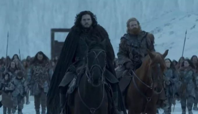 Jon Snow bricht mit seinen Wildlingen in den Norden auf. game of thrones