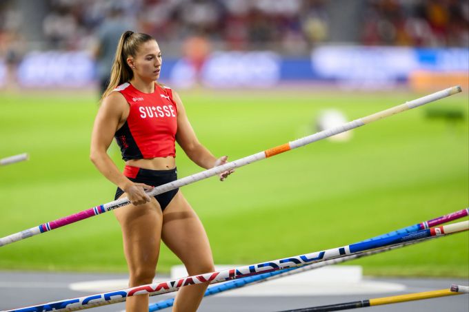 Angelica Moser im Einsatz an der Leichtathletik-WM in Budapest. Angelica Moser
