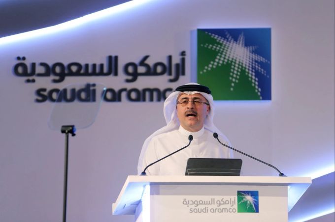 Amin Nasser, CEO von Aramco, bei einer Rede. Aramco wird zum Top-Sponsor der Fifa aufsteigen. Saudi Aramco Fifa