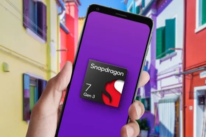 Smartphone Icon Snapdragen Chip bunte Häuser Hintergrund