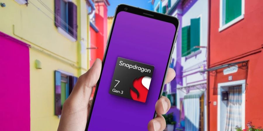 Smartphone Icon Snapdragen Chip bunte Häuser Hintergrund