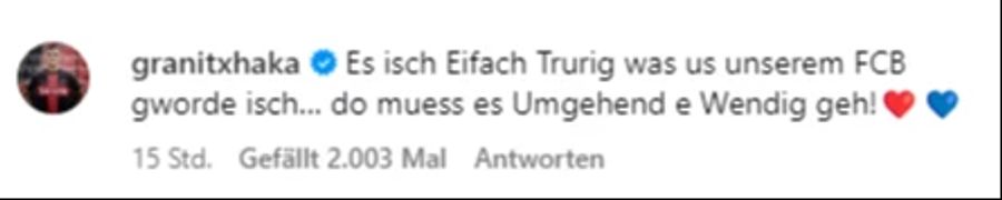 Auch von Granit Xhaka gibt es Kritik gegen seinen Ex-Klub.