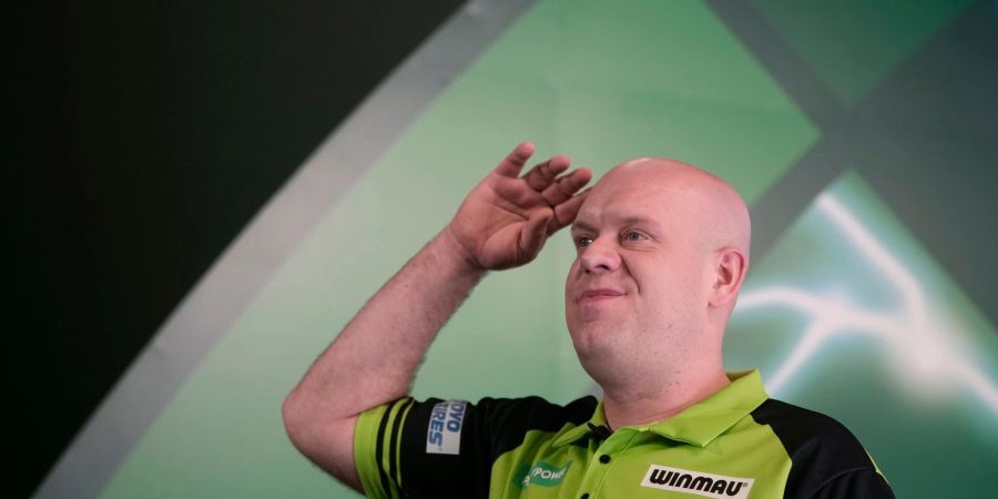 Der Niederländer Michael van Gerwen beim zum Viertelfinalspiel im Ally Pally in London.