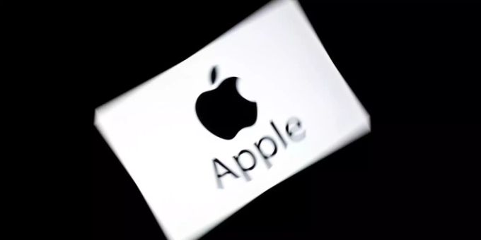 Das Logo von Apple auf einem Bildschirm. Apple Bildschirm Keynote