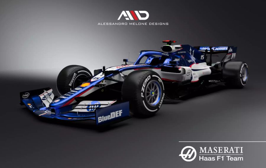 Sehr auffällig ist dieses Design von Alessandro Melone. Geschickt verknüpfen sich hier die blau-weiss-roten Farben der US-Flagge mit dem Maserati-Metallic-Blau.