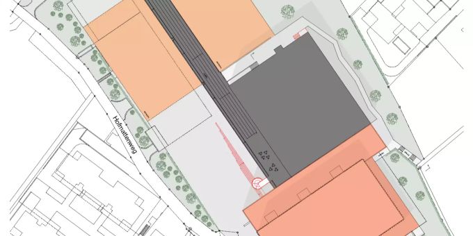 Ein Plan des Vorprojekts zeigt die neu geplante Sportanlage Hofmatten. Gemeinde Wohlen Sporthalle Hofmatten