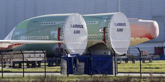 Teile vom Airbus A380 in Südfrankreich am 14. Februar 2019. airbus a380