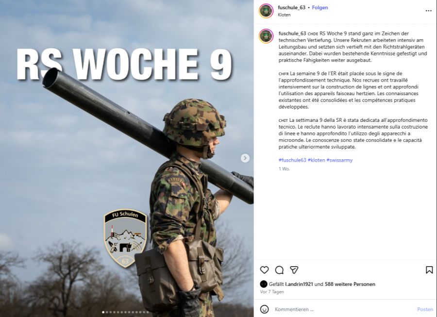 Die Rekrutenschule befindet sich derzeit in der zehnten Ausbildungswoche.