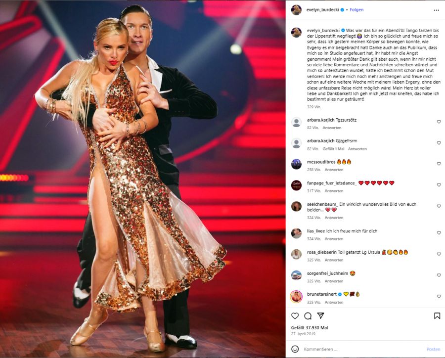 Evelyn Burdecki (36) tanzte 2019 gemeinsam mit ... bei «Let's Dance».