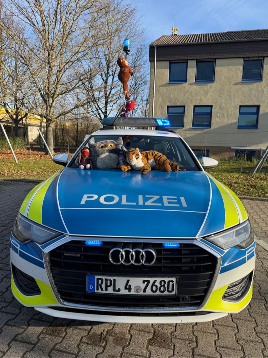 Die Kuscheltiere wurden von der Autobahn gerettet und befinden sich jetzt in Obhut der Polizei.