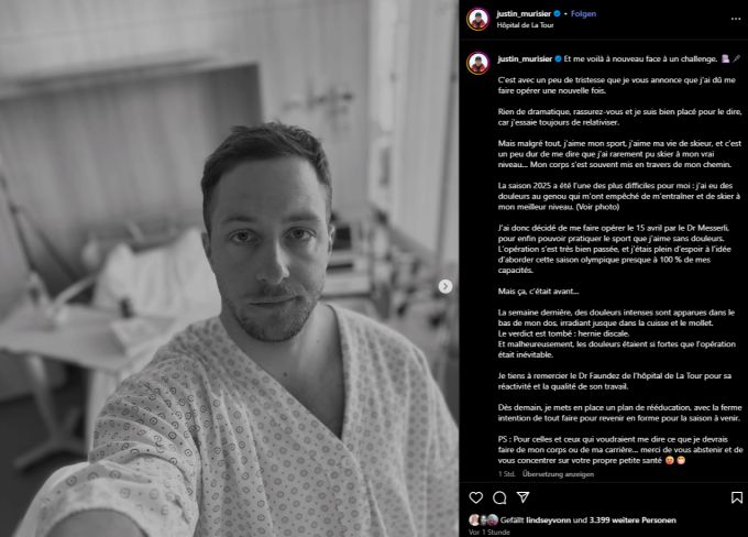 Justin Murisier musste am Rücken operiert werden. Justin Murisier