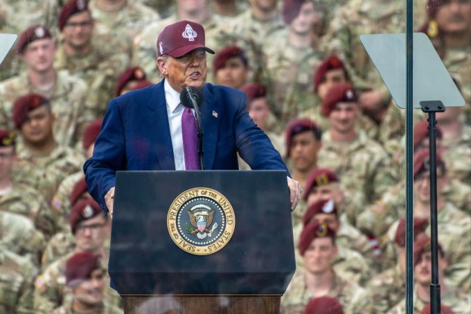Donald Trump hielt am Dienstag (Ortszeit) eine Rede zu Ehren des US-Militärs. USA Heer