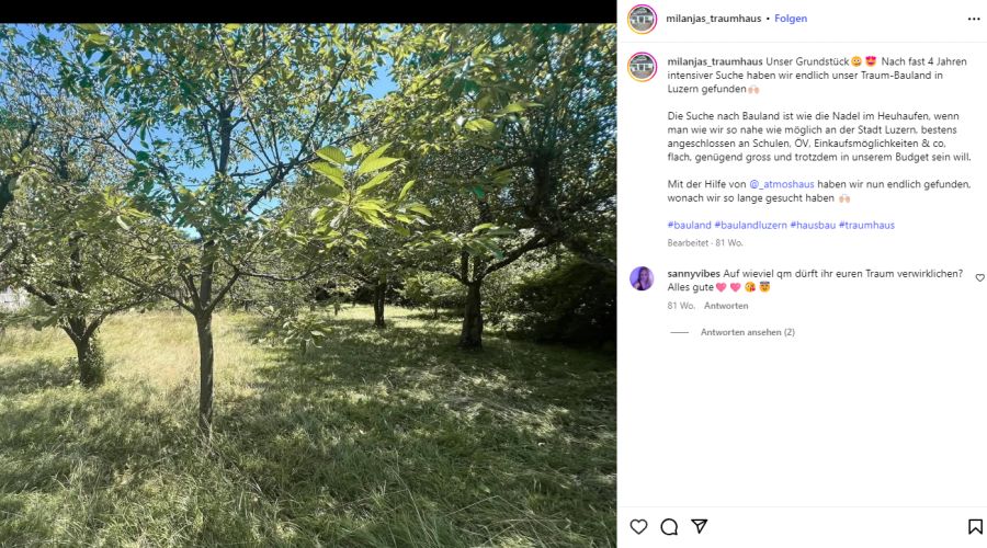 Mit diesem Foto verkündete Anja Zeidler damals die freudige Nachricht: Sie haben ihr Traum-Bauland gefunden.