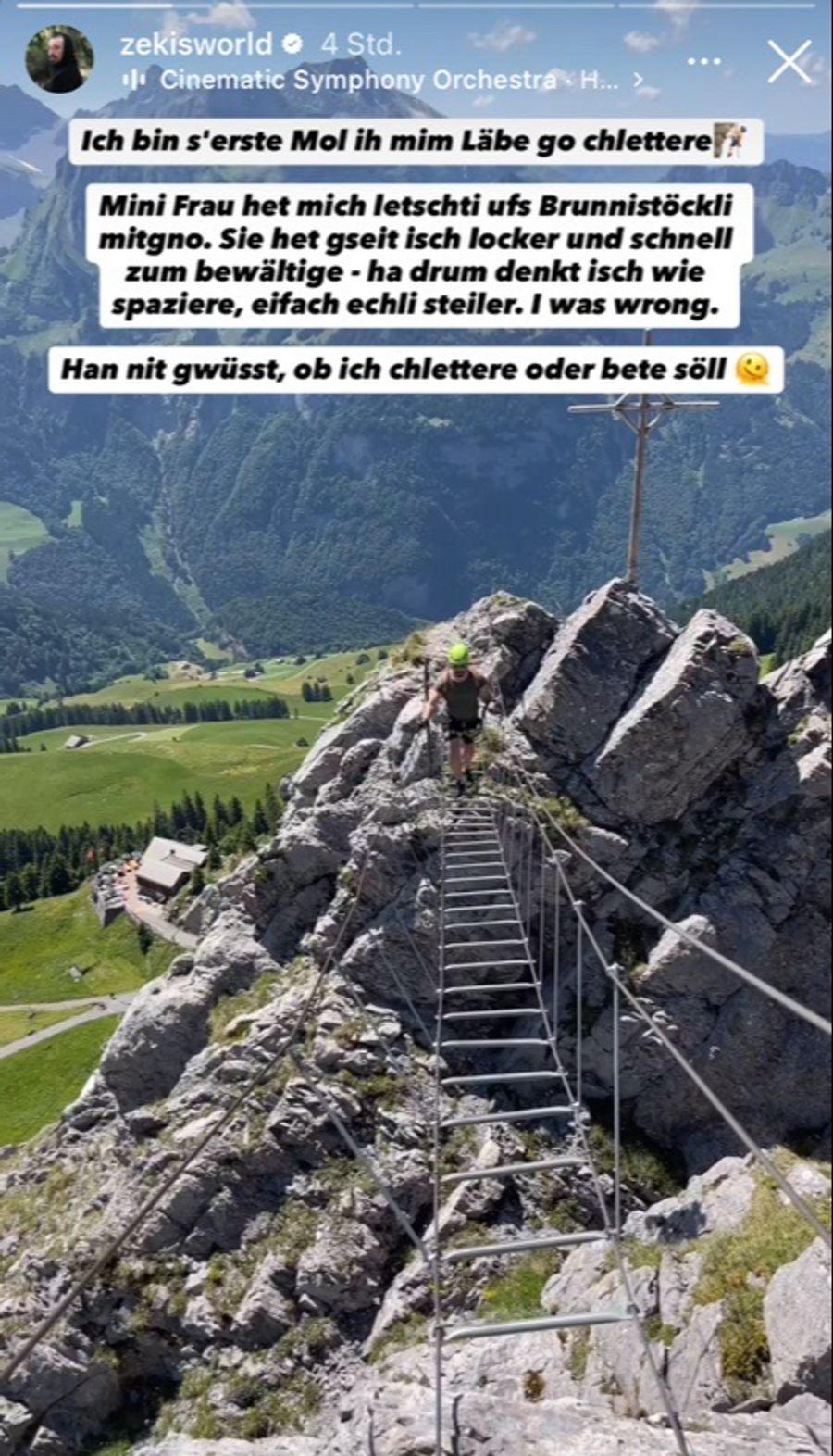 Der Klettersteig liegt auf dem Brunnistöckli oberhalb von Engelberg OW.