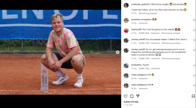 Svyatoslav Gulin legte sich auf Instagram auch schon mit seinen Hatern an. Sviatoslav Gulin