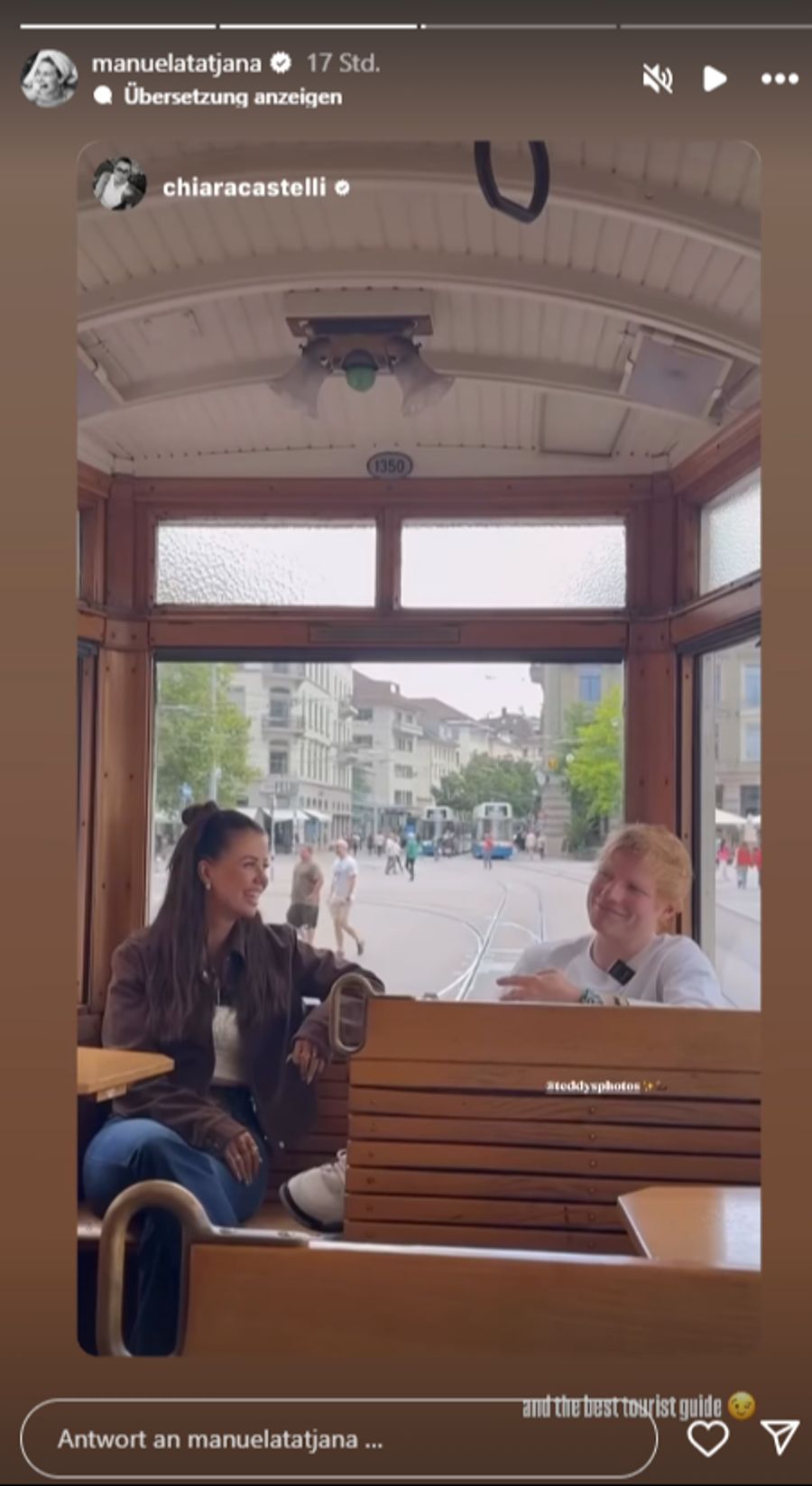 ... und Chiara Castelli im Tram durch Zürich.
