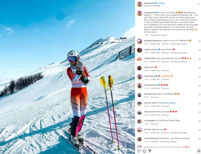 Aline Danioth freut sich über ihre Renn-Rückkehr auf den Slalom-Skiern. Aline Danioth