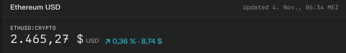 Der Kurs von Ethereum. ethereum