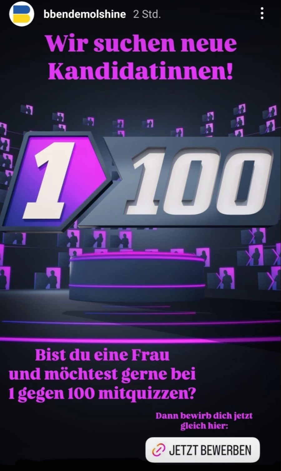 B&B Endemol Shine produziert «1 gegen 100» auf SRF.