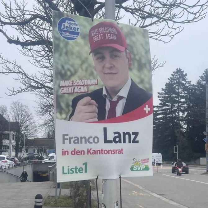 SVP Trump Wahlplakat Fan