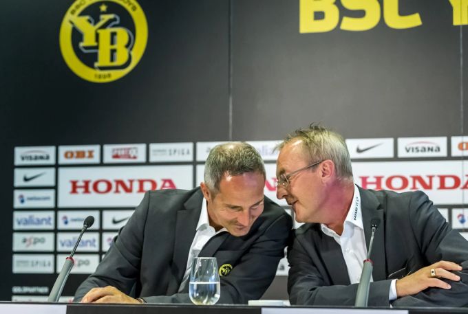 Fredy Bickel (r.) im Gespräch mit Ex-YB-Trainer Adi Hütter. Nun ist Bickel neu beim FC Winterthur engagiert. FC Winterthur