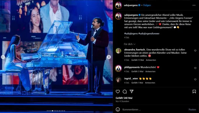 Udo Jürgens' Enkelin Jasmin performte gemeinsam mit Adel Tawil. udo jürgens kinder